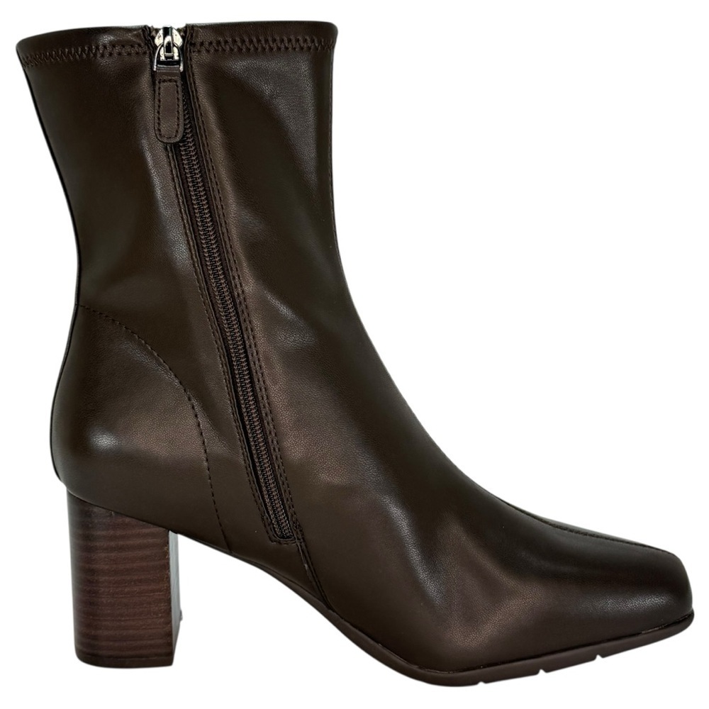 Aerosoles Miley Chocolate Brown Faux Leather Womens Ankle Booties Size 10W - Picture 5 of 14